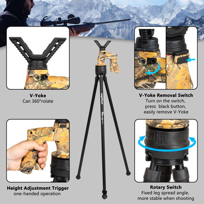 Aluminum Alloy Camouflage Shooting Stick 100cm Compact Folded Length Rotary Switch Leg Locks